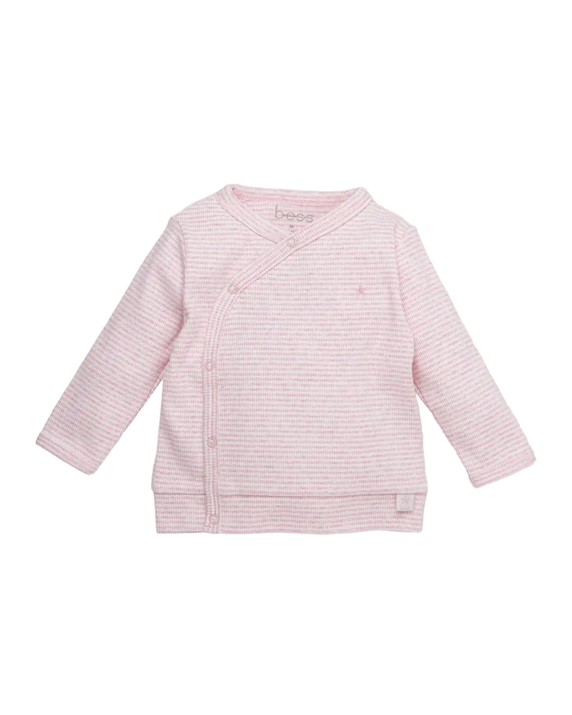 T-SHIRT CROISÉ RAYÉ ROSE