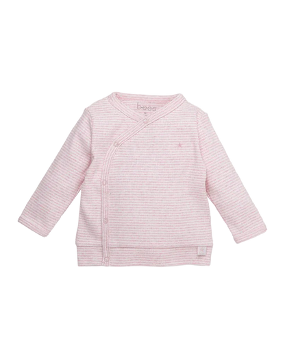T-SHIRT CROISÉ RAYÉ ROSE