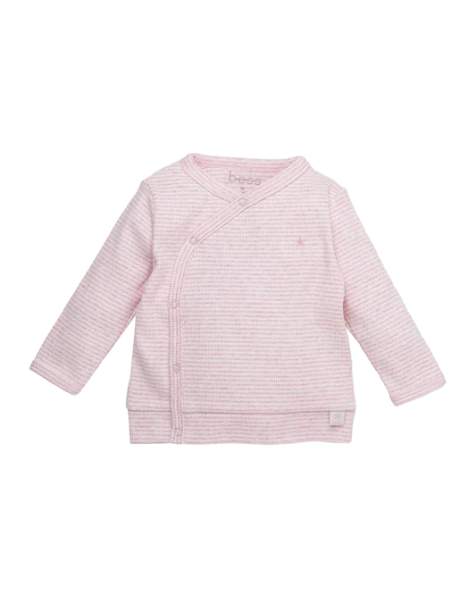 T-SHIRT CROISÉ RAYÉ ROSE
